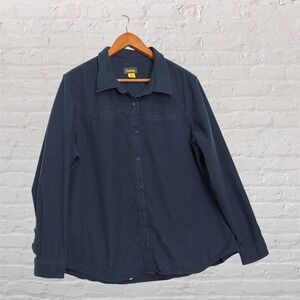 Cabelas Mens 2XL Navy Blue Cotton Long‎ Sleeve Button Down Shirt